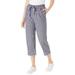 Plus Size Women's Seersucker Capri Pant by Woman Within in Navy Gingham (Size 28 W)