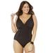 Plus Size Women's Twist Ruched One Piece Swimsuit by Swimsuits For All in Black (Size 22)