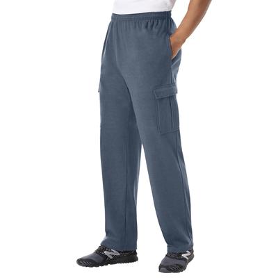 Men's Big & Tall Lightweight Jersey Cargo Sweatpants by KingSize in Heather Slate Blue (Size 6XL)