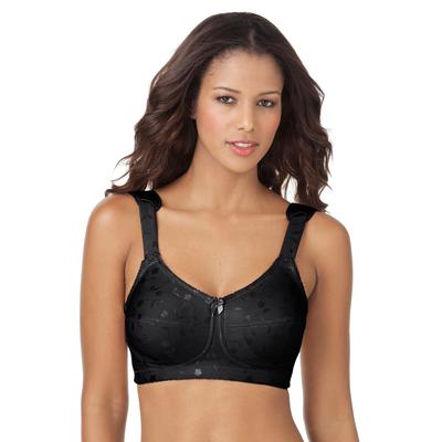 Plus Size Women's Jacquard Wireless Bra by Elila in Black (Size 44 L)