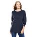Plus Size Women's Perfect Long-Sleeve Crewneck Tee by Woman Within in Navy (Size 4X) Shirt
