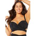 Plus Size Women's Crisscross Cup Sized Wrap Underwire Bikini Top by Swimsuits For All in Black (Size 16 G/H)