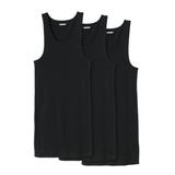 Men's Big & Tall Ribbed Cotton Tank Undershirt 3-Pack by KingSize in Black (Size 7XL)