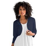 Plus Size Women's Bolero Cardigan with Three-Quarter Sleeves by Roaman's in Navy (Size 2X) Shrug