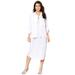 Plus Size Women's Three-Quarter Sleeve Jacket Dress Set with Button Front by Roaman's in White (Size 32 W)