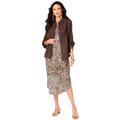 Plus Size Women's Three-Quarter Sleeve Jacket Dress Set with Button Front by Roaman's in Natural Animal Print (Size 14 W)
