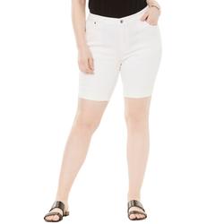 Plus Size Women's Invisible Stretch® Contour Cuffed Short by Denim 24/7 in White Denim (Size 26 W)