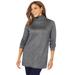 Plus Size Women's Cotton Cashmere Turtleneck by Jessica London in Heather Charcoal (Size 12) Sweater