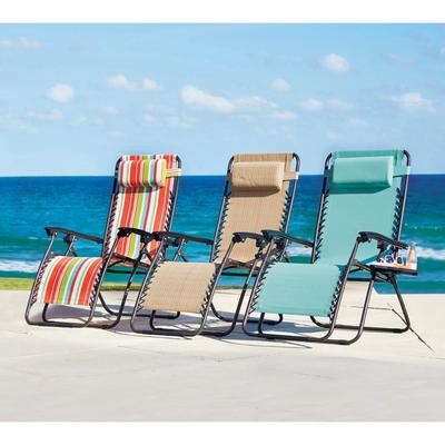 Zero Gravity Chair by BrylaneHome in Multi Stripe Folding Outdoor Lounger Recliner + Pillow Ergonomic Comfort
