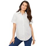 Plus Size Women's Short-Sleeve Kate Big Shirt by Roaman's in White (Size 24 W) Button Down Shirt Blouse