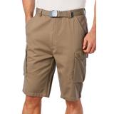 Men's Big & Tall 12" Side Elastic Cargo Short with Twill Belt by KingSize in Dark Khaki (Size 2XL)