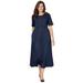 Plus Size Women's Button-Front Essential Dress by Woman Within in Navy (Size S)