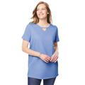 Plus Size Women's Perfect Short-Sleeve Keyhole Tee by Woman Within in French Blue (Size 38/40) Shirt