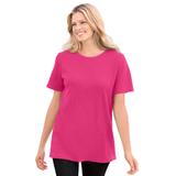 Plus Size Women's Thermal Short-Sleeve Satin-Trim Tee by Woman Within in Raspberry Sorbet (Size 4X) Shirt