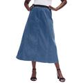 Plus Size Women's Stretch Denim Jegging Skirt by Jessica London in Medium Stonewash (Size 14) Flared Stretch Denim w/ Vertical Seams