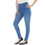 Plus Size Women's Skinny-Leg Comfort Stretch Jean by Denim 24/7 in Light Stonewash Sanded (Size 30 T) Elastic Waist Jegging