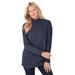 Plus Size Women's Perfect Long-Sleeve Mockneck Tee by Woman Within in Navy (Size 2X) Shirt