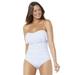 Plus Size Women's Fringe Bandeau One Piece Swimsuit by Swimsuits For All in Bianco (Size 20)