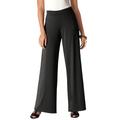 Plus Size Women's Stretch Knit Wide Leg Pant by The London Collection in Black (Size 12) Wrinkle Resistant Pull-On Stretch Knit