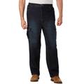 Men's Big & Tall Relaxed Fit Cargo Denim Look Sweatpants by KingSize in Dark Rinse (Size XL) Jeans