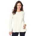 Plus Size Women's Chevron Fit & Flare Sweater by Jessica London in Ivory (Size 14/16)