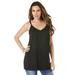 Plus Size Women's V-Neck Cami by Roaman's in Black (Size 30 W) Top
