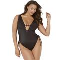 Plus Size Women's A-List Plunge One Piece Swimsuit by Swimsuits For All in Black (Size 24)