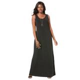 Plus Size Women's Stretch Knit Tank Maxi Dress by The London Collection in Black (Size 28)