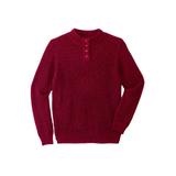 Men's Big & Tall Henley Shaker Sweater by KingSize in Rich Burgundy Marl (Size 5XL)