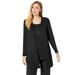 Plus Size Women's Everyday Stretch Knit Open Front Cardigan by Jessica London in Black (Size 18/20)