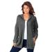 Plus Size Women's Classic-Length Thermal Hoodie by Roaman's in Medium Heather Grey (Size 6X) Zip Up Sweater