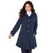 Plus Size Women's Plush Fleece Jacket by Roaman's in Navy (Size M) Soft Coat