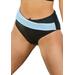 Plus Size Women's Hollywood Colorblock Wrap Bikini Bottom by Swimsuits For All in Black White (Size 10)