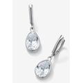 Women's Sterling Silver Drop Earrings Pear Cut Simulated Birthstones by PalmBeach Jewelry in April