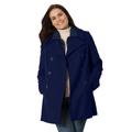Plus Size Women's Wool-Blend Double-Breasted Peacoat by Woman Within in Navy (Size 26 W)