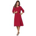 Plus Size Women's Fit-And-Flare Jacket Dress by Roaman's in Classic Red (Size 22 W) Suit