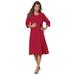 Plus Size Women's Fit-And-Flare Jacket Dress by Roaman's in Classic Red (Size 22 W) Suit