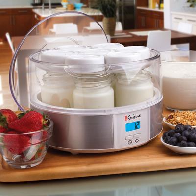 Euro Cuisine Electric Digital Automatic Yogurt Maker with 7 Glass Jars by Euro Cuisine in White