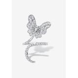 Women's Platinum-Plated Cubic Zirconia Butterfly Ring by PalmBeach Jewelry in White (Size 9)