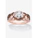 Women's Rose Gold-Plated Silver Ring Cubic Zirconia by PalmBeach Jewelry in Rose (Size 6)