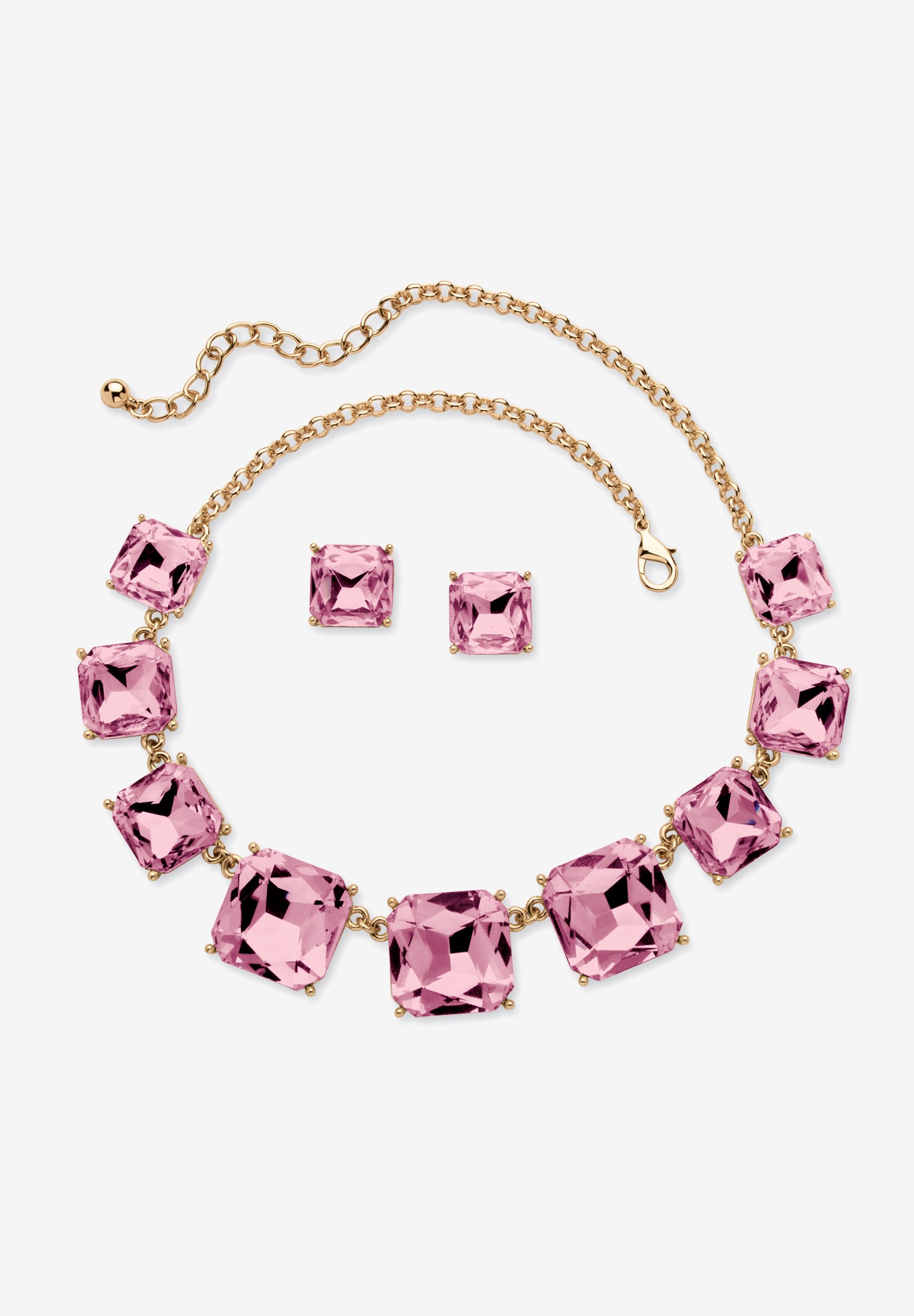 Women's Gold Tone Necklace and Earring Set, Princess Cut Simulated Birthstones by PalmBeach Jewelry in June
