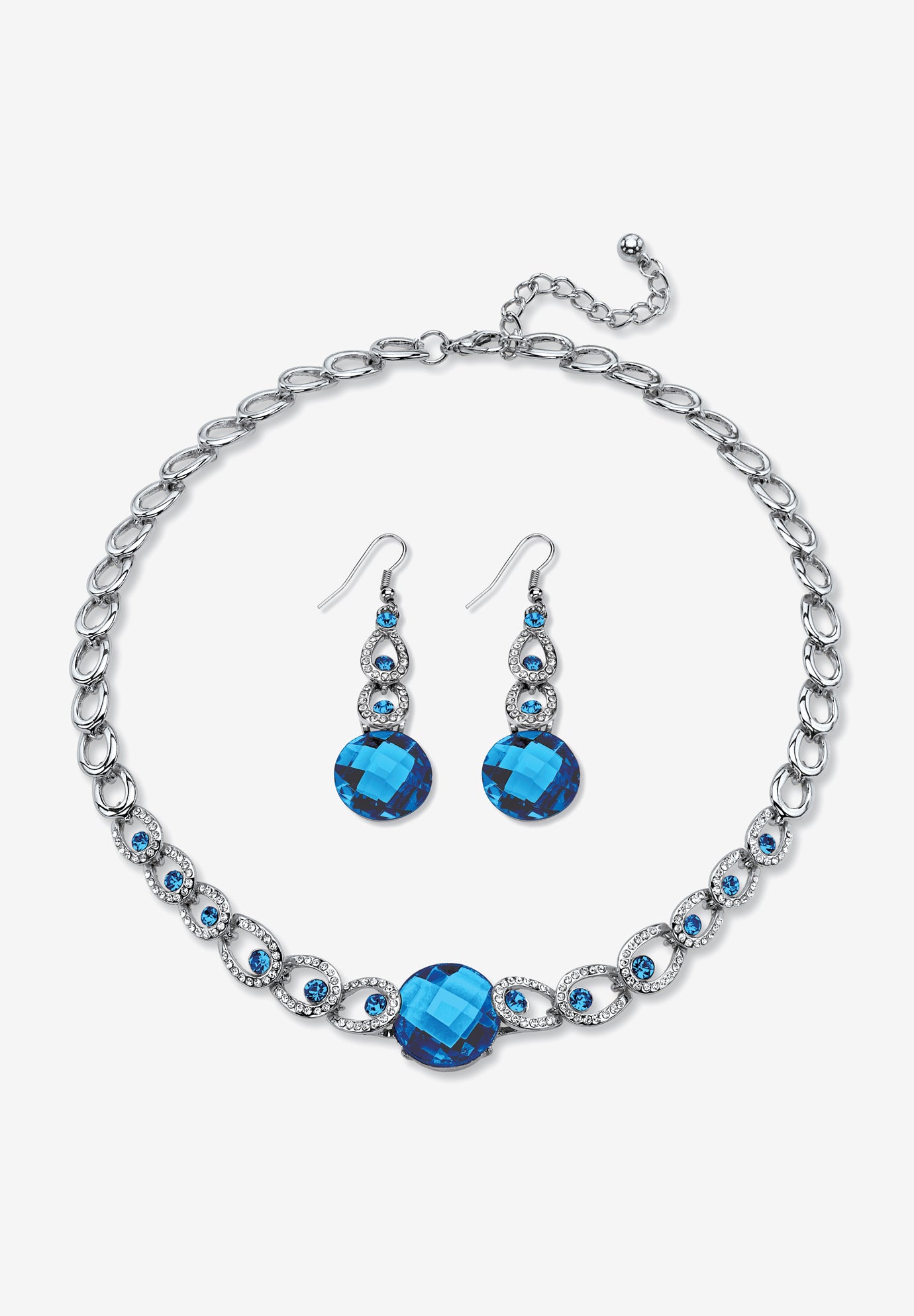 Women's Silver Tone Collar Necklace and Earring Set, Simulated Birthstone by PalmBeach Jewelry in September