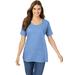 Plus Size Women's Perfect Short-Sleeve Scoopneck Tee by Woman Within in French Blue (Size 3X) Shirt