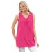 Plus Size Women's Perfect Sleeveless Shirred V-Neck Tunic by Woman Within in Raspberry Sorbet (Size L)