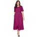 Plus Size Women's Button-Front Essential Dress by Woman Within in Raspberry (Size M)