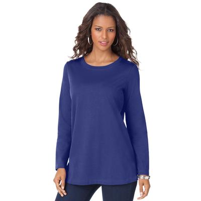 Plus Size Women's Long-Sleeve Crewneck Ultimate Tee by Roaman's in Ultra Blue (Size 5X) Shirt