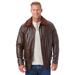 Men's Big & Tall Leather Flight Bomber Jacket by KingSize in Brown (Size 4XL)