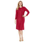 Plus Size Women's Cable Sweater Dress by Jessica London in Classic Red (Size 22/24)