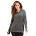 Plus Size Women's Thermal Hoodie Sweater by Roaman's in Medium Heather Grey (Size 14/16)