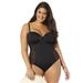 Plus Size Women's Crochet Underwire One Piece Swimsuit by Swimsuits For All in Black (Size 10)